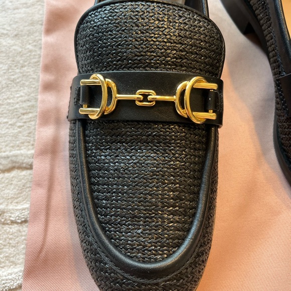 Stuart Weitzman Black Loafers with Gold Accent - Picture 3 of 6